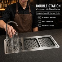Lave-tasses automatique en acier inoxydable 304, fixation pour évier de cuisine, rinçage haute pression pour verres, nettoyeur de biberons, pour cafés et bars, pour carafes