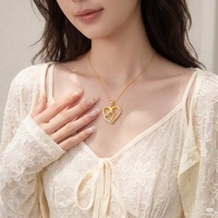 Collier Cœur pour Femme, Collier Délicat à Deux Cœurs en Moissanite, Argent S925, Bijou Cœur d'Amour, Cadeau pour Mère, Épouse