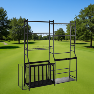 Organizzatore Porta Sacche da Golf 2 Posti in Acciaio Multifunzionale per Esterni Nero D0100HADWQY - Product Image 2