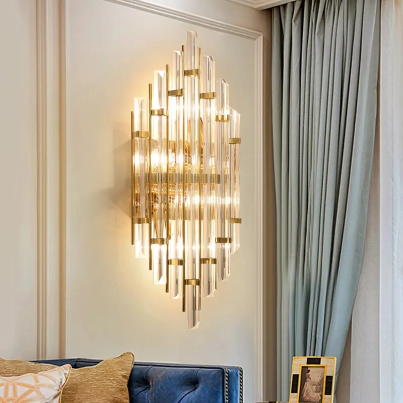 Lampada da parete in cristallo di lusso classica europea lampade da parete moderne per la casa d'albergo applique decorazione per soggiorno in Hotel