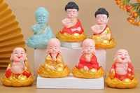9.2*10.2cm mignon Lotus bouddhiste moine solaire Maitreya bouddha secouant la tête poupée voiture à bascule solaire alimenté bouddha riant