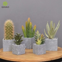 Cactus artificiel en plastique QiHao Real Touch, mini bonsaï de décoration intérieure avec pot, en stock