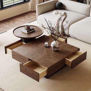 <span class=keywords><strong>Table</strong></span> basse moderne multifonctionnelle en placage de noyer, luxe léger, salon, nouvelle conception, forme rectangulaire - Product Image 1