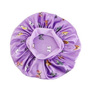 Syh878 Bonnet en soie de luxe avec imprimé papillon et fleur sur la bande Bonnets en satin Chapeau et enveloppes en satin pour cheveux bouclés - Product Image 5