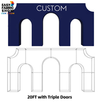 Support de toile de fond arqué 3D de style entrée avec triple porte pour événements de mariage, salons professionnels, activation de marque et décoration