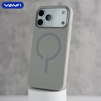 Étui de téléphone magnétique VAWI S009 en silicone liquide avec cadre métallique pour iPhone 17 Pro Max, vente en gros, coque en silicone pour iPhone 14-17 Max
