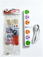 Multiprise colorée avec câble de 2 m, ports de charge Type-C et USB-A, interrupteur unique