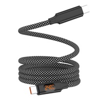 Kabel Data Digital Magnetik Universal dengan Layar Digital, Desain Anyaman, Tipe-C, Pengisian Cepat PD 240W 5A untuk Ponsel