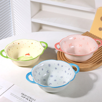 Bol à soupe ovale en porcelaine de style nordique, anti-brûlure, à double anse, bol à riz en céramique pour la maison, vaisselle de table résistante au four.