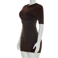 Viviblook Y26DS080 Robes d'été décontractées pour femmes Nouvelle robe moulante plissée à manches courtes pour femmes
