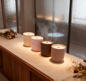 Barattolo per Candele in Ceramica C&H |   Contenitore per Candela Profumata Opaco Multicolore con Design Tipografico - Product Image 1