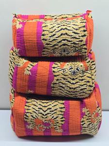 <b>Set</b> Of 3 Cotton Toiletry Bag Cosmetic Pouch <b>Travel</b> Organiser Accessory Bags Medical Bag Block Point Coin Pouch Waterproof Lining - Product Image 2