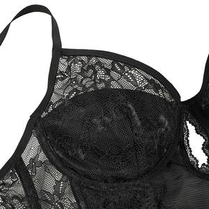 Corsetto in rete nera <span class=keywords><strong>elegante</strong></span> moda donna con osso in pizzo floreale e Bustier ricamato Sexy Boudoir intimo - Product Image 3
