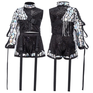Conjunto de Ropa de Baile Hip Hop para Niños de 5 a 11 Años, Traje Moderno de Danza Urbana, Top y Pantalones Cortos para Competencias, Carnavales y Actuaciones de Salón de Baile - Product Image 5