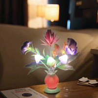 Nouvelle Veilleuse LED Décorative pour la Maison, Design Rose Violette et Champignon, Contrôle Tactile, Lumière Chaude, en PC, pour Enfants et Adultes, Chambre, Salle de Bain, à Brancher