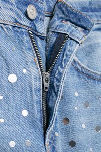 Jeans décontractés pour femmes à sequins, taille haute, coupe droite et large, tendance - Product Image 4