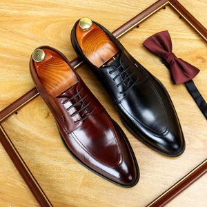 Luxury New Men's Genuine Leather Waterproof Shoes Handmade Custom Lace up Round <b>Toe</b> Formal Business Autumn High Quality - Product Image 4