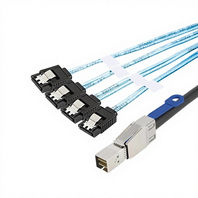 CableCreation External Mini SAS HD SFF-8644 4 SATA 7 Pin Breakout Cable 12Gbps SAS 3.0 Aluminum Foil Shielded for Server RAID