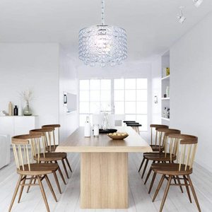 Lámpara de Techo Colgante Redonda de Cristal con Forma de Tambor, LED E26, 3500K, Blanco Cálido, Dorado, Altura Ajustable, para Sala de Estar - Product Image 6
