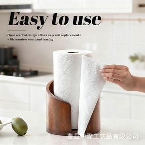 Wooden Toilet <b>Paper</b> Holder Circular Pivoting Natural Wood <b>Color</b> For Bathroom Kitchen Use - Product Image 4