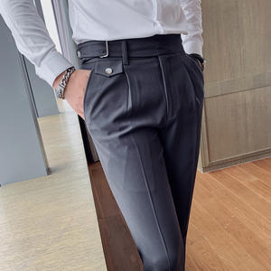 Hot Sell 2025 New Men's <b>Business</b> Small Dress Pants Casual Fashion Solid Color Casual Pants - Product Image 4