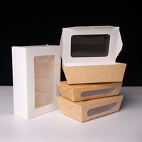 Boîte à sushi en kraft avec fenêtre extensible, conteneur jetable pour sushi japonais à emporter, boîte biodégradable sur mesure en gros