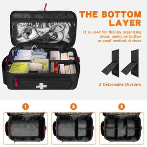 Sac médical - Trousse de premiers soins vide, trousse d'<span class=keywords><strong>urgence</strong></span>, sac d'infirmière, organisateur de médicaments grande capacité avec plusieurs compartiments - Product Image 4