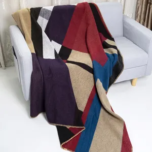 Новое поступление, оптовая продажа, роскошное супер объемное Тканое акриловое шерстяное одеяло из мериноса, альпака