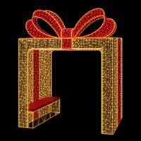 Guirlande lumineuse LED dorée blanc chaud CE IP65 pour arche de prieuré, avec bancs intégrés et motif boîte cadeau de Noël