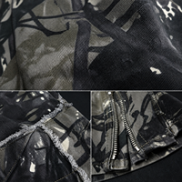 Pantalon cargo camouflage Yingling pour homme, patchwork, multi-poches, vintage, lavé, streetwear, en twill épais, imprimé DTG