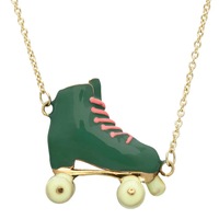 Mode crème patins à roulettes sous pendentif collier en acier inoxydable émail huile goutte à goutte étanche sport vent bijoux cadeau