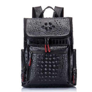 <span class=keywords><strong>Mochila</strong></span> de cocodrilo <span class=keywords><strong>negra</strong></span> de lujo para hombre, <span class=keywords><strong>mochila</strong></span> para ordenador portátil de <span class=keywords><strong>cuero</strong></span> genuino, bolsa de viaje de moda, <span class=keywords><strong>mochila</strong></span> para hombre - Product Image 1