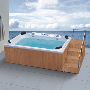 Bains à remous de luxe Jaccuzi <span class=keywords><strong>Spa</strong></span> extérieur 6 personnes Hidromasaje baignoires carré en plastique trempage Jaccuzi - Product Image 5