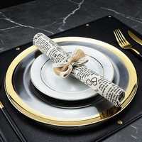 Assiettes de présentation en verre minimalistes, 200 pièces, rondes, pour mariage, avec bord doré, 13 pouces, vaisselle en verre