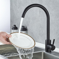 Robinet de cuisine YL 670729 noir poli, col de cygne haute portée, monocommande en acier inoxydable