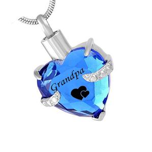 Abuelo Vidrio Cremación Joyas Siempre en mi corazón Piedra de nacimiento Colgante Cenizas Titular Recuerdo - Product Image 2