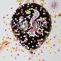 Ballons de Révélation de Sexe Noirs de 36 Pouces, Ballon de Révélation de Sexe, Fournitures de Confettis Roses, Décorations de Fête de Révélation Garçon ou Fille