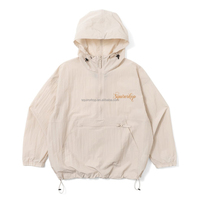 Veste Anorak Homme Légère Imperméable Ripstop avec Logo Personnalisé Squirorkop, Coupe-Vent à Capuche Demi-Zip, Type Survêtement
