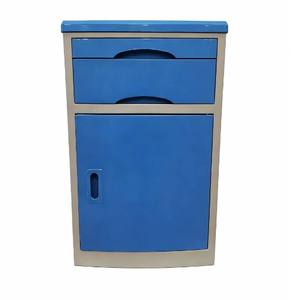 Mesa auxiliar azul de ABS para cama de hospital con cajón y puerta para uso en salas médicas y residencias de ancianos - Product Image 3
