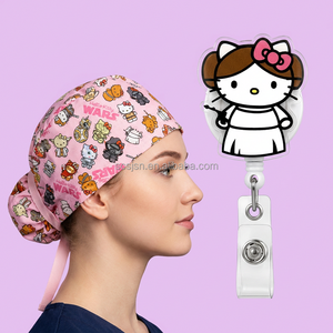 Bonnets chirurgicaux avec queue de cheval, doublure en satin, prêts à l'emploi, à nouer, pour infirmières, avec boutons, pour usage hospitalier - Product Image 1