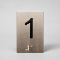 Placa de Señalización de Número de Piso en Braille de Acero Inoxidable, Puntos Táctiles en Relieve, Señalización de Nivel de Puerta de Habitación y Ascensor, Autoadhesiva