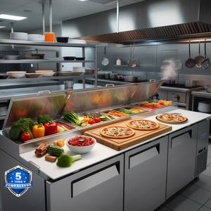 Table de préparation de pizzas Orikool, 30,8 pieds cubes, équipement de réfrigération intégré avec planche à découper en bois de boucher - Product Image 2