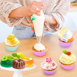 Moldes de Silicona Antiadherentes <span class=keywords><strong>para</strong></span> Hornear, Moldes de Silicona de Grado Alimenticio Libres de BPA, Aptos <span class=keywords><strong>para</strong></span> <span class=keywords><strong>Horno</strong></span>, Herramientas <span class=keywords><strong>para</strong></span> Pasteles, Moldes Individuales <span class=keywords><strong>para</strong></span> Cupcakes y Muffins - Product Image 2