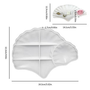 Deux pièces Ginkgo feuille plateau colle goutte résine outil de meulage bricolage plat stockage ornements gypse Silicone <span class=keywords><strong>moule</strong></span> - Product Image 6