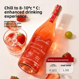 Vin Doux à la <span class=keywords><strong>Fraise</strong></span> Moscato |   Vin polyvalent <span class=keywords><strong>de</strong></span> 750 ml pour desserts, fêtes et mélanges personnalisés - Product Image 1