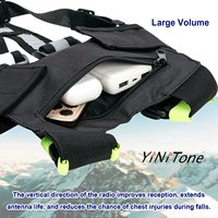Pochette gilet nylon résistant aux rayures vert/jaune bandes réfléchissantes harnais avant sac poitrine portable talkie-walkie