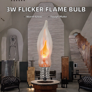 3W Điện Candelabra Với Nhấp Nháy Ngọn Lửa Hiệu Ứng Thủy Tinh Cơ Thể <span class=keywords><strong>C7</strong></span> C35 Đuôi Thay Thế Bóng Đèn <span class=keywords><strong>E12</strong></span> Cơ Sở Cho Khách Sạn - Product Image 3