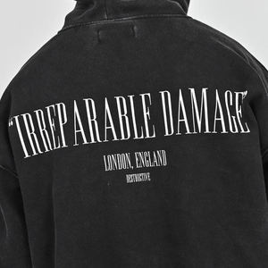 Autumn Winter <b>Black</b> Oversized Men Custom 100% Cotton Vintage Acid Washed <b>Plain</b> <b>Hoodies</b> No String - Product Image 6