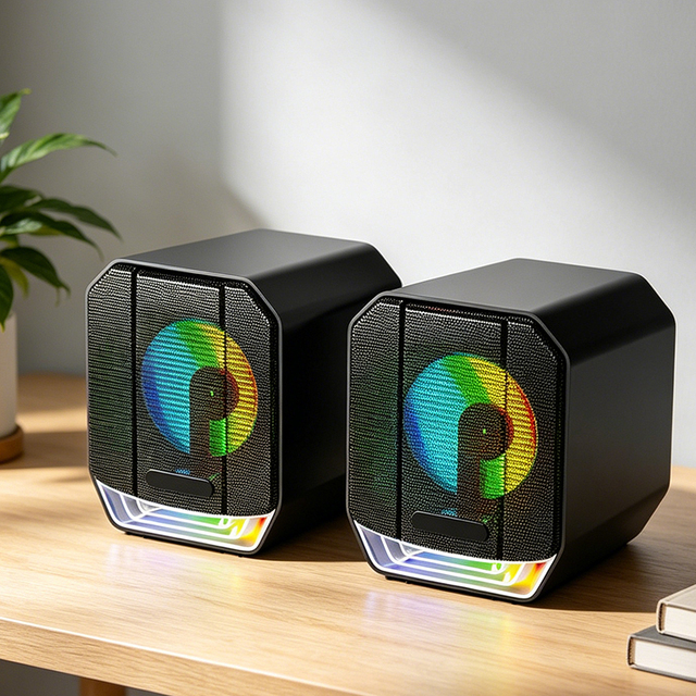 Hot Selling Dual Channel High-Power HiFi USB Audio for 2.0 Knob Control Wired Connection RGB E-sports Gaming Speaker 3W