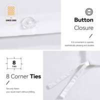 Parure de lit de luxe 5 étoiles en polycoton T300 blanc uni, durable et lavable 300 fois, comprenant drap plat, taie d'oreiller et housse de couette